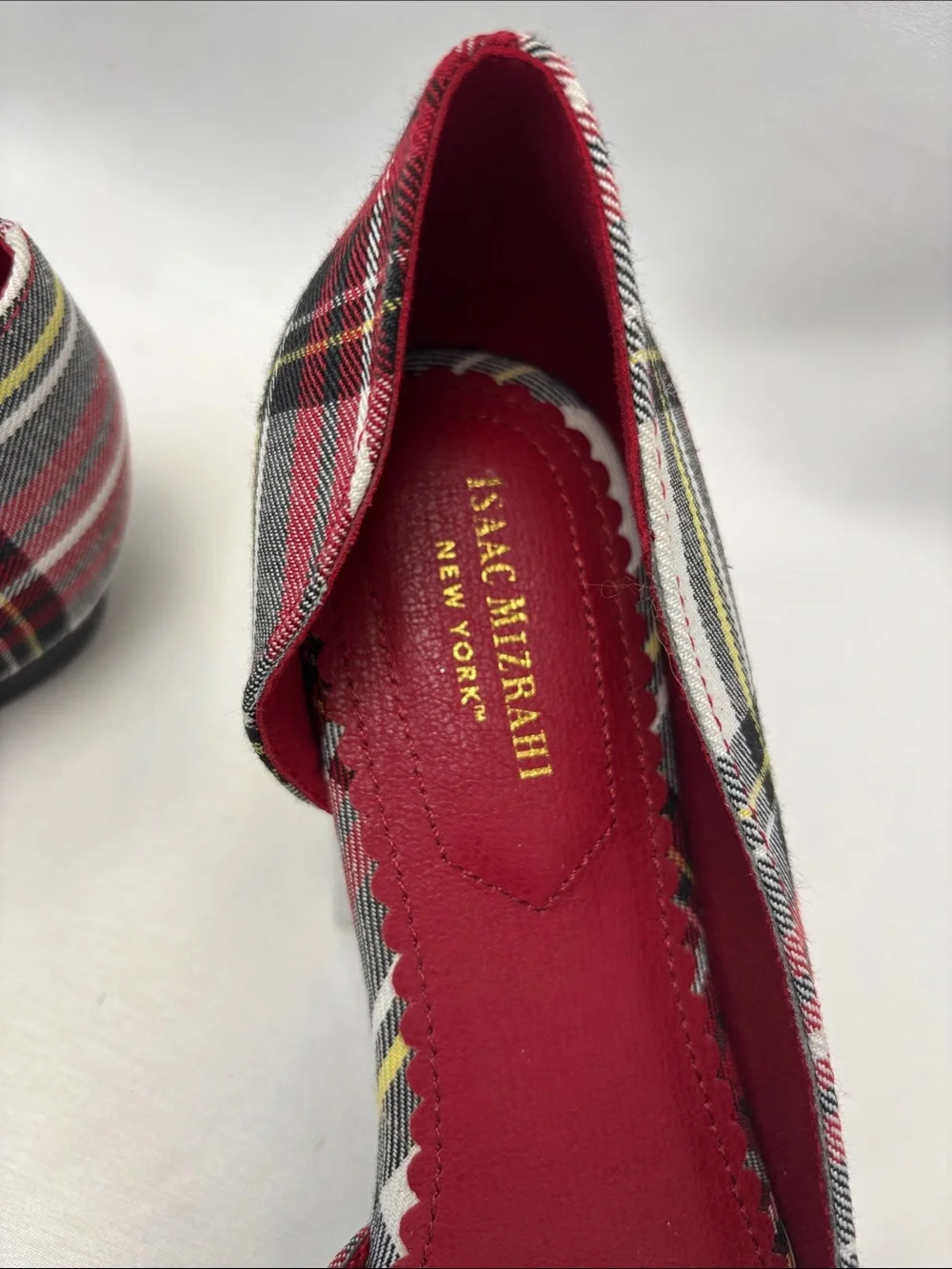 Isaac Mizrahi‎ Amaya D’Orsay Tartan Red Plaid Pointed Toe Flats Women’s 8 - #413